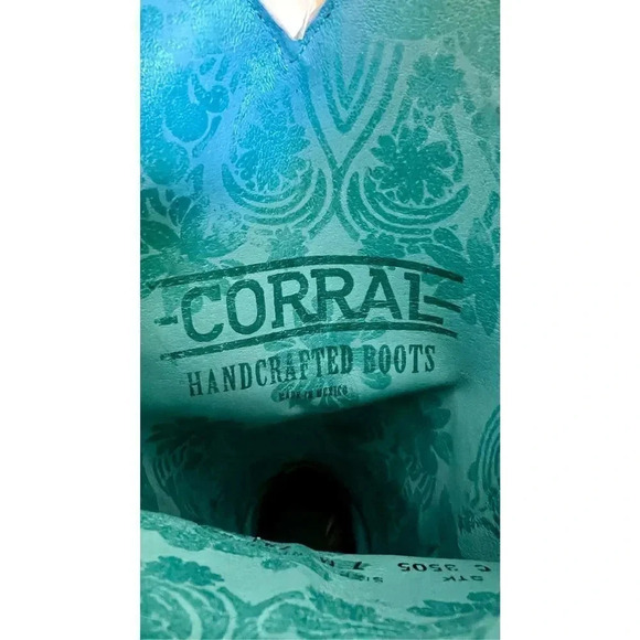 Coral Womens Ivory Pink Sequins Rhinestone Leather Cowgirl Western Boots Size 7M - Picture 9 of 12